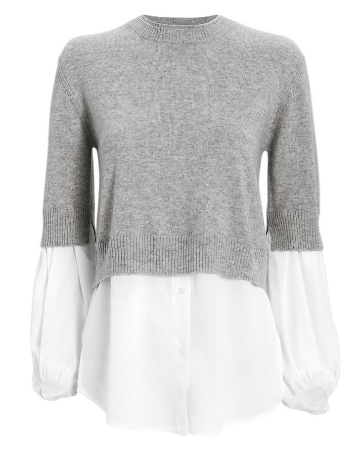 Brochu Walker Ebele Cashmere Layered Sweater Grey P