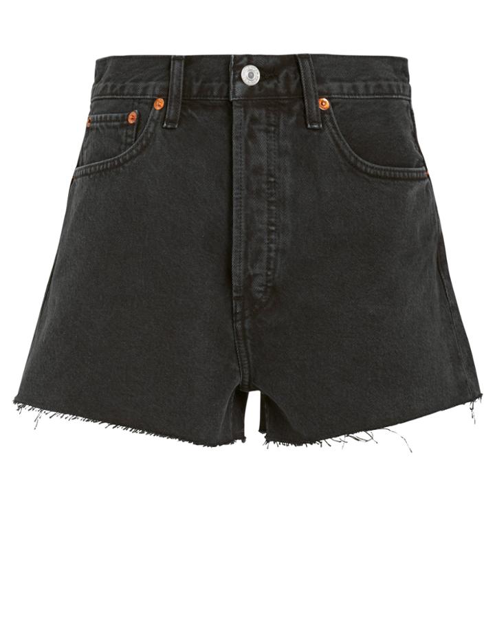 Re/done High Rise Denim Shorts Black 25