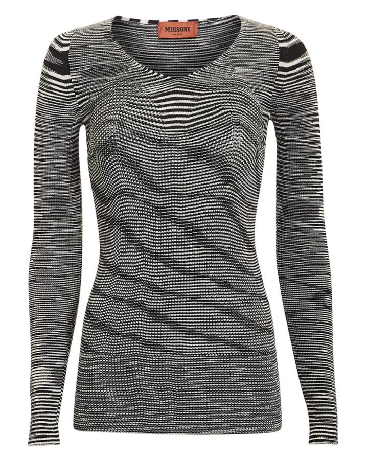 Missoni Space Dye Contour Knit Top Blk/wht 40
