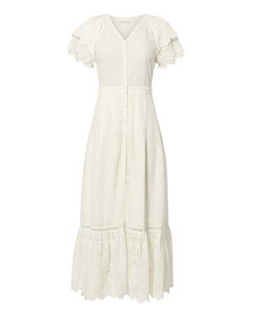 Love Shack Fancy Loveshackfancy Jodie Ruffle Midi Dress Ivory Zero