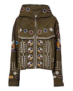 Zeynep Tosun Olive Suede Embroidered Jacket