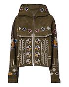 Zeynep Tosun Olive Suede Embroidered Jacket
