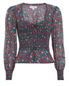 Exclusive For Intermix Intermix Alaina Smocked Floral Top Blue/red/floral Zero