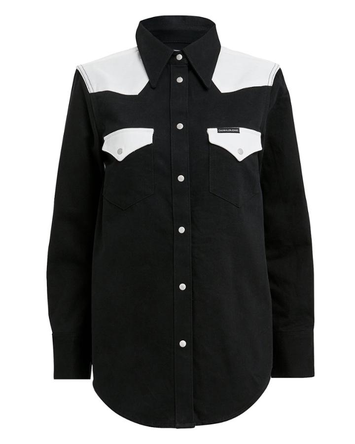 Calvin Klein Jeans Western Denim Shirt Black/white L