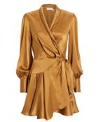 Zimmermann Gold Wrap Mini Dress Gold 1