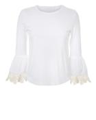 See By Chloe See By Chlo Lace Trim Bell Sleeve Top White P