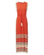 Nightcap Clothing Pom Pom Fringe Maxi Dress Red S