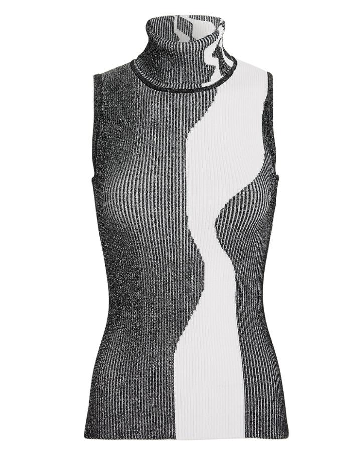 Solace London Zetta Turtleneck Top Blk/wht 6