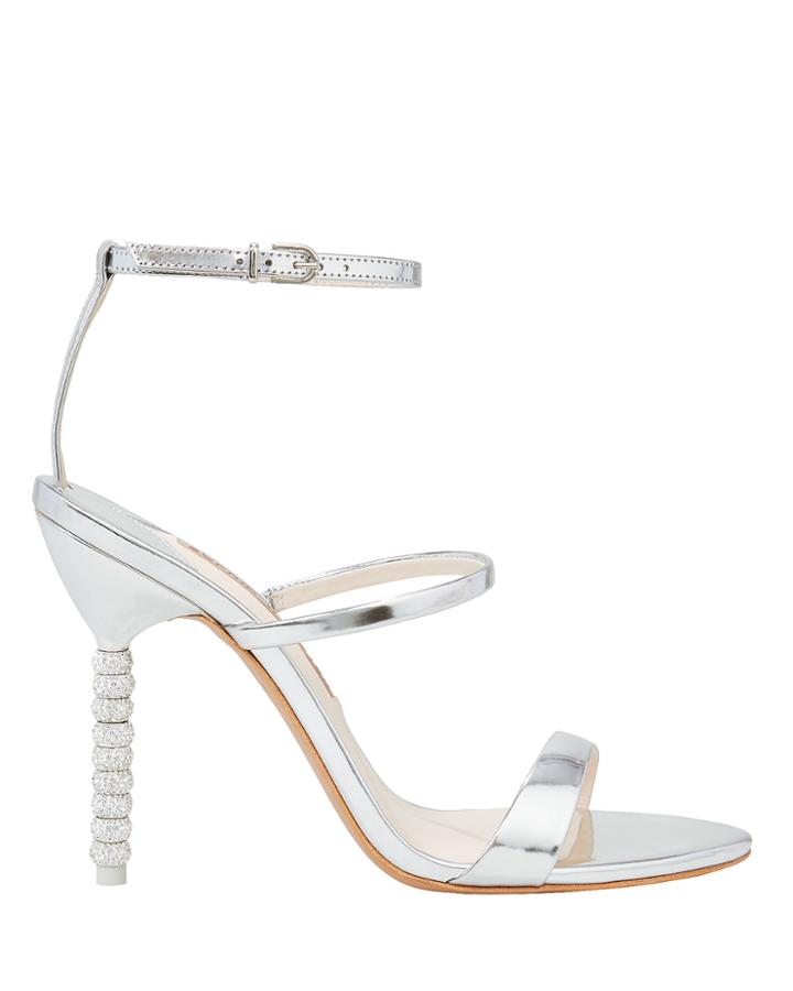 Sophia Webster Rosalind Triple Strap Crystal Heel Silver Sandals Silver 36.5