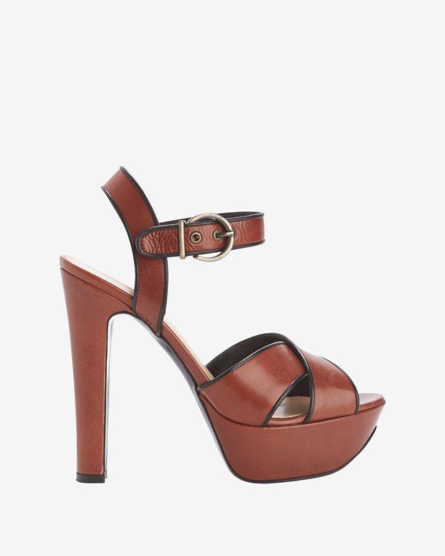 Barbara Bui Exclusive Patent Leather Cross Strap Platform Sandal
