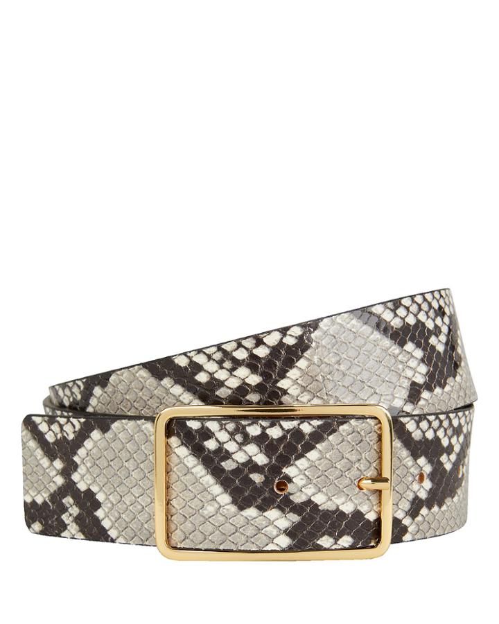 B-low The Belt Mila Python-printed Leather Belt Grey Python Print S