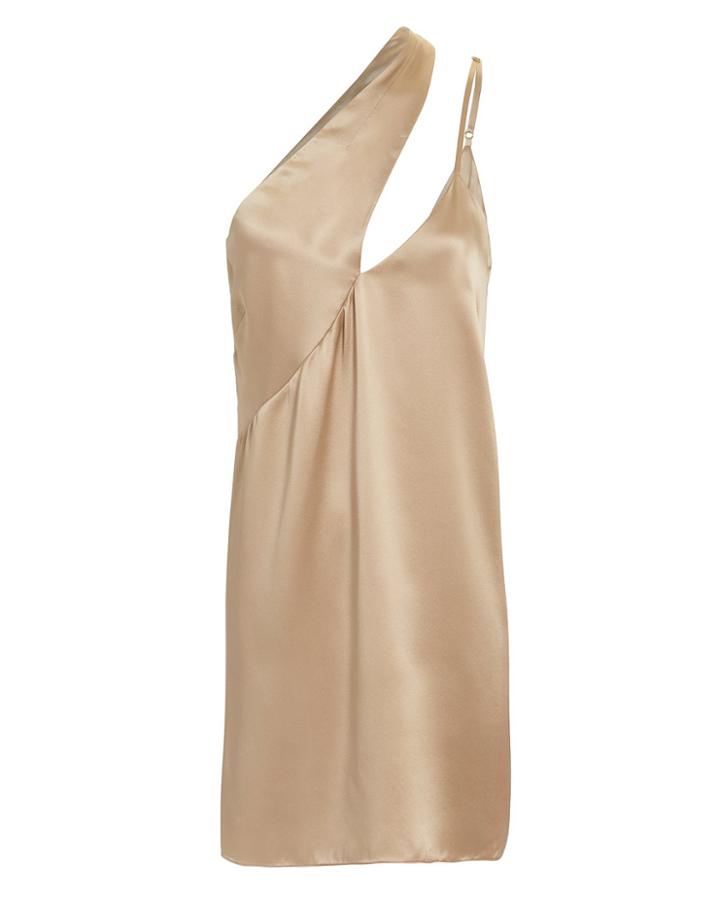 Michelle Mason One Shoulder Mini Dress Gold 6