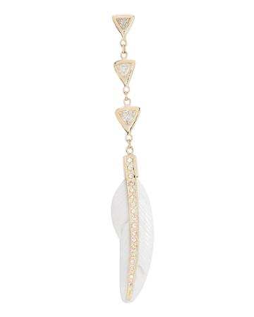 Jacquie Aiche 3 Diamond Feather Drop Earring Gold 1size