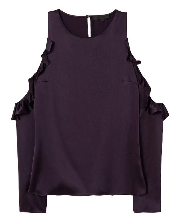 Cushnie Et Ochs Ruffled Trim Slit Sleeve Top