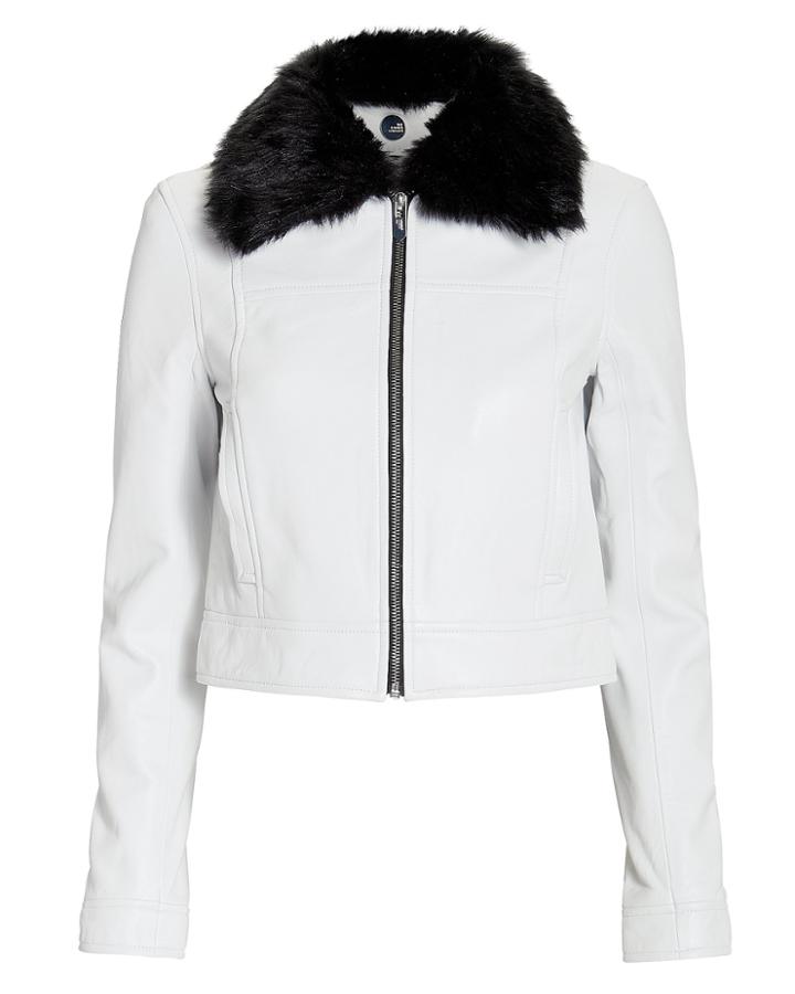 The Mighty Company Lincoln Faux Fur Collar Jacket White M