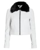 The Mighty Company Lincoln Faux Fur Collar Jacket White M