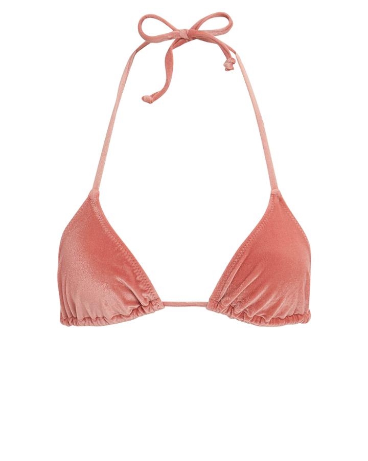 Solid & Striped Iris Velvet Bikini Top Peach S