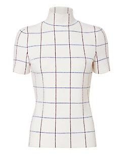 Victoria Beckham Check Mock Neck Top