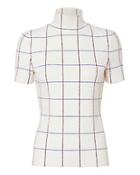 Victoria Beckham Check Mock Neck Top