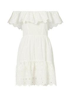 Loveshackfancy Izzy Off-the-shoulder Embroidered Mini Dress