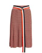 Victoria Victoria Beckham Victoria, Victoria Beckham Belted Stripe Knit Skirt Red/ivory S