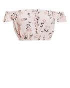 Flynn Skye Tori Off The Shoulder Crop Top Ivory/beige Floral M