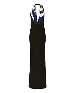 Solace London Meghan Deep V Halter Gown