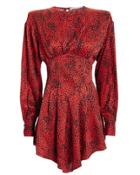 Alessandra Rich Leopard Silk Jacquard Dress Red/black 38