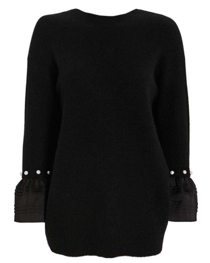 3.1 Phillip Lim Lofty V-neck Satin Cuff Pull-over Black P