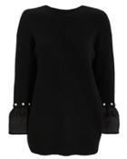 3.1 Phillip Lim Lofty V-neck Satin Cuff Pull-over Black P
