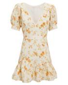 Love Shack Fancy Loveshackfancy Lena Mini Dress Ivory/yellow Floral L