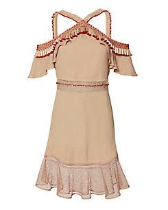 Zeynep Tosun Open Shoulder Beaded Dress