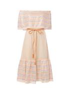 Miguelina Amaya Rainbow Stripe Off Shoulder Dress