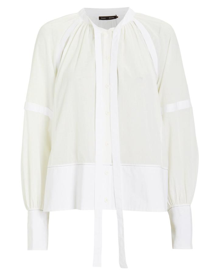Proenza Schouler Cotton Voile Puff Sleeve Blouse White 4