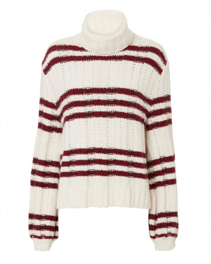 Alc A.l.c. Zaira Striped Turtleneck Sweater White P