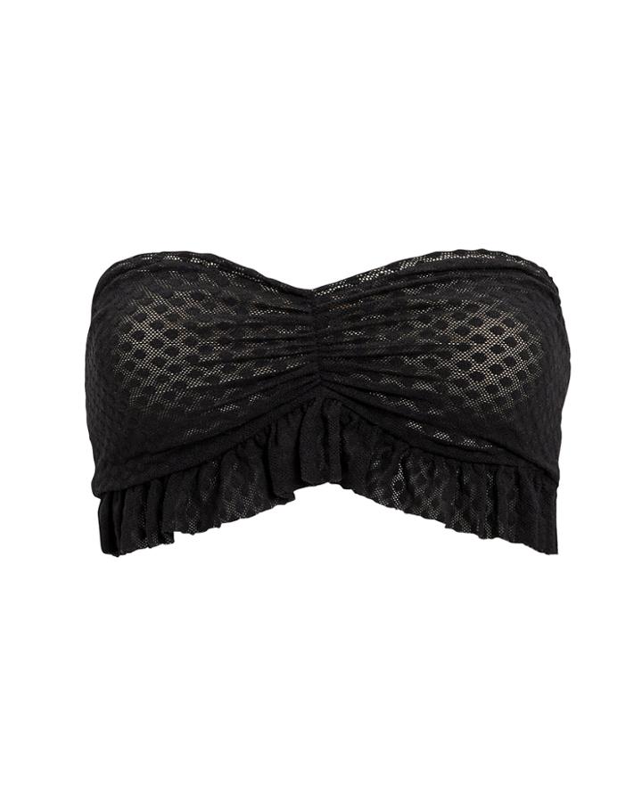 Nightcap Clothing Lace Bandeau Bikini Top Black S