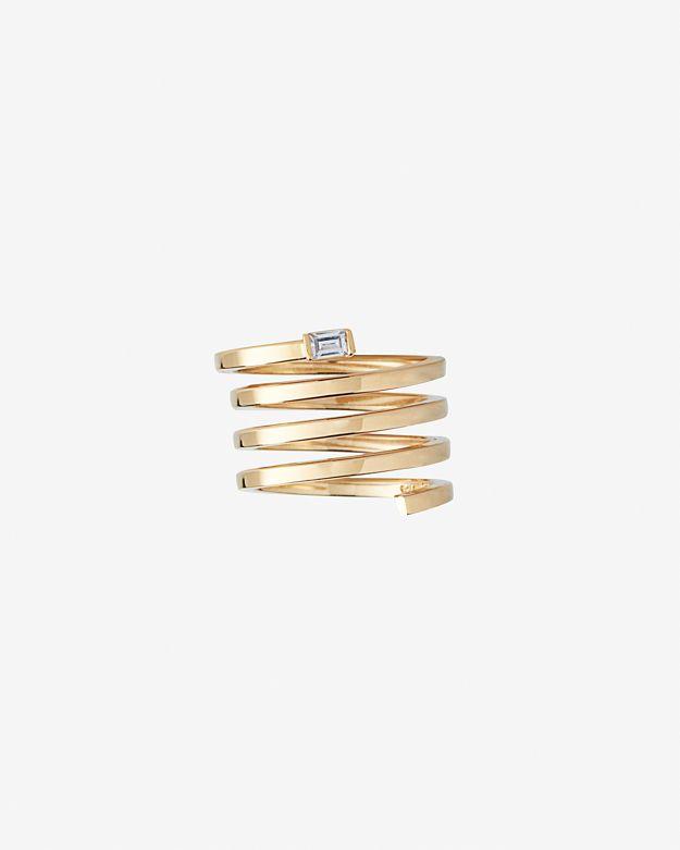 Jennifer Zeuner Fortuna Spiral Baguette Ring