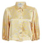 Ganni Heavy Satin Yellow Floral Blouse Champagne/yellow Floral 36