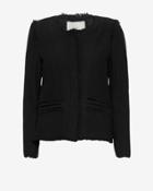 Iro Anglet Frayed Crop Knit Jacket: Black