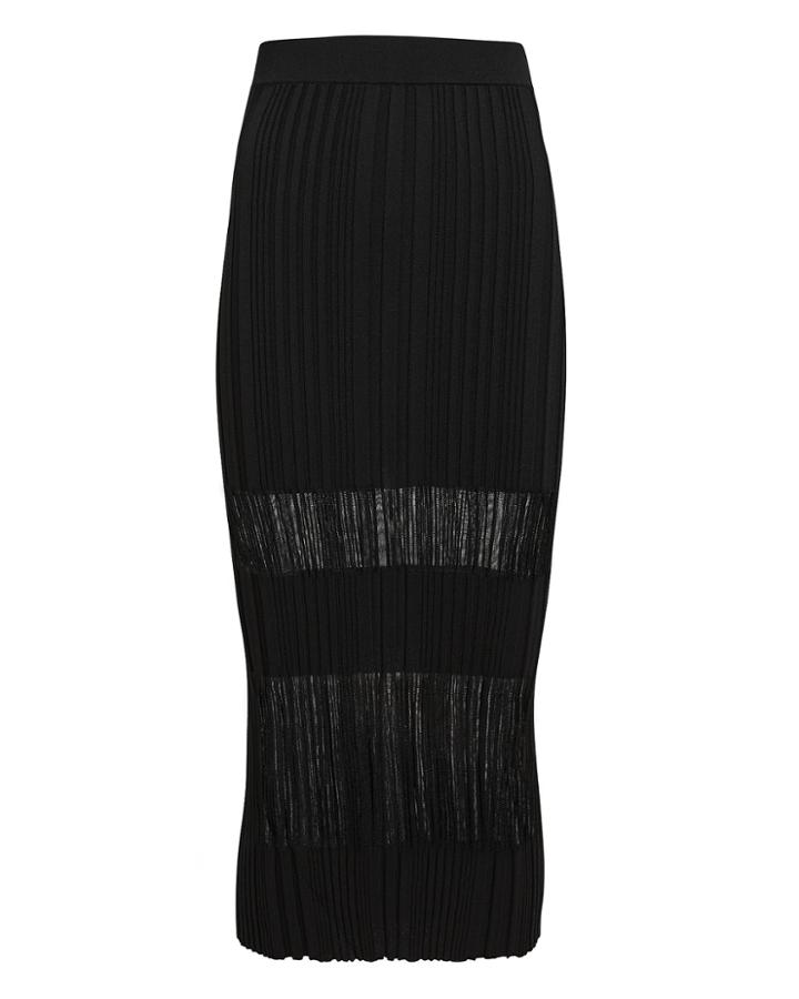 Dion Lee Opacity Pleated Knit Midi Skirt Black P