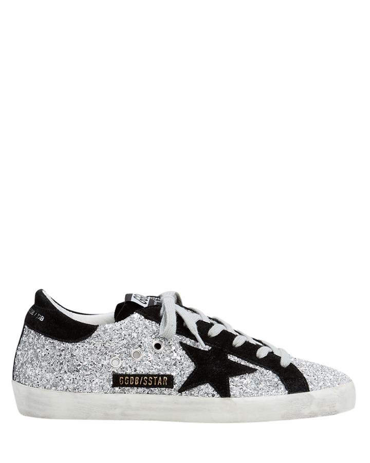 Golden Goose Superstar Suede Star Glitter Low-top Sneakers Silver 36