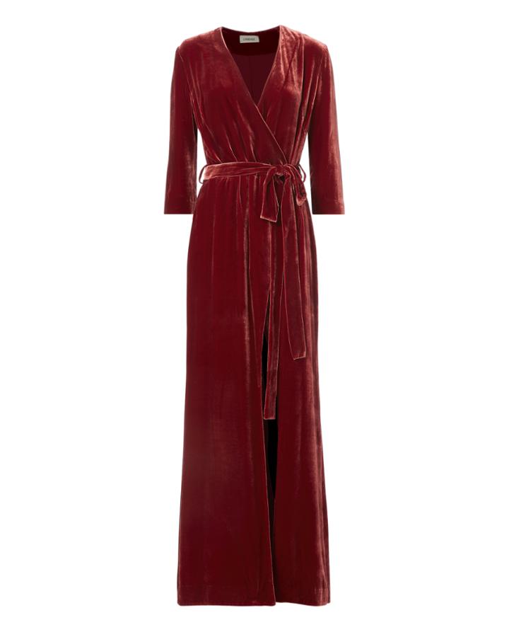 L Agence L'agence Rosalind Velvet Wrap Maxi Dress Red Zero