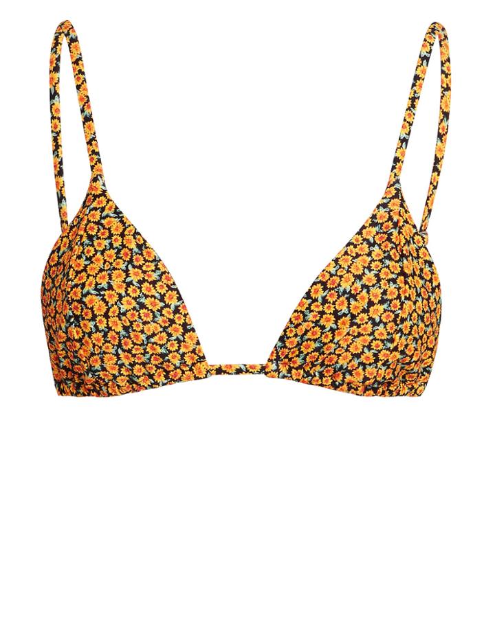 Onia X Weworewhat Copper Triangle Bikini Top Floral/black P