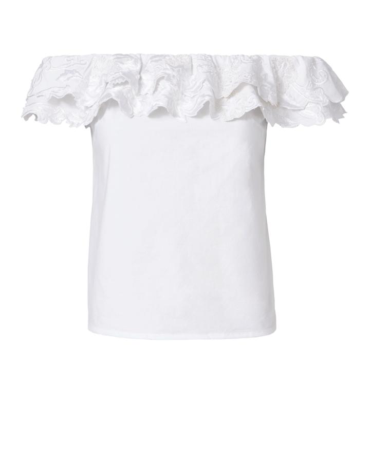 Exclusive For Intermix Izzie Embroidered Off Shoulder Top White P