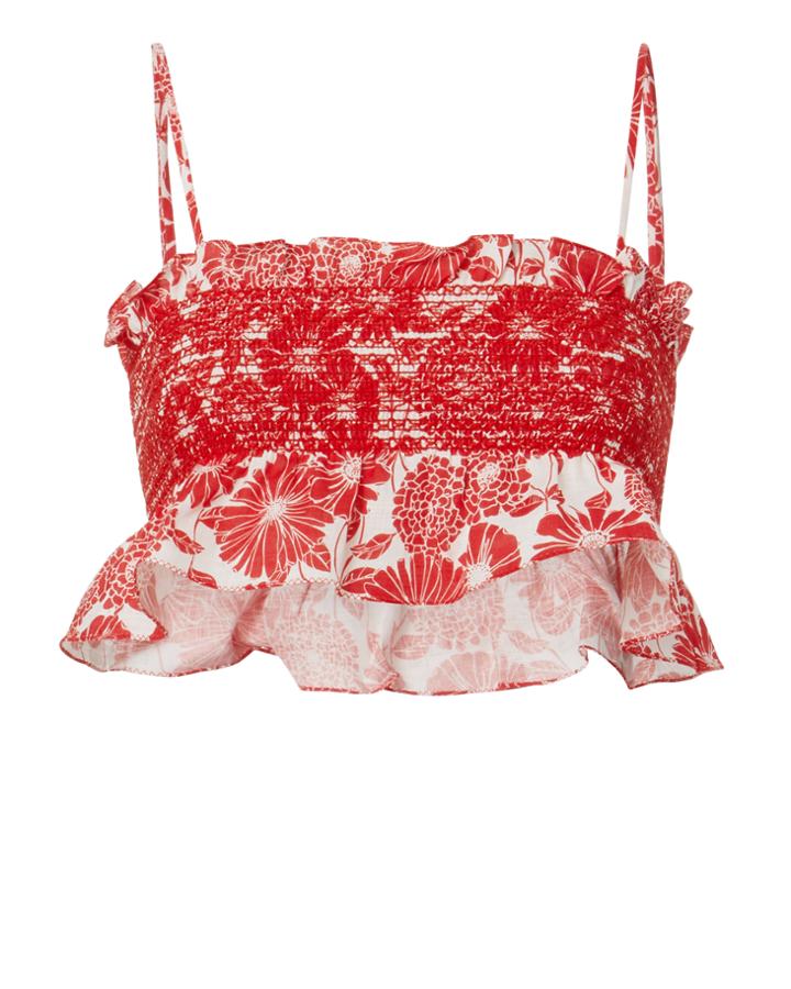 Lisa Marie Fernandez Selena Smocked Floral Crop Top Print 2