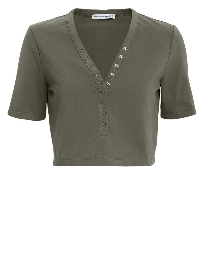 Alexanderwang.t Snap Detail Army Green Crop Top Army Green S