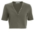 Alexanderwang.t Snap Detail Army Green Crop Top Army Green S