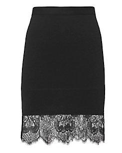 Carven Lace Hem Black Pencil Skirt