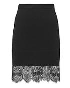 Carven Lace Hem Black Pencil Skirt