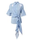 Jonathan Simkhai Lace Striped Tie Shirt Blue-med S